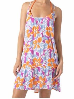 Roxy Multicolor Floral Halter Dress — Topanga Canyon Summer Fling